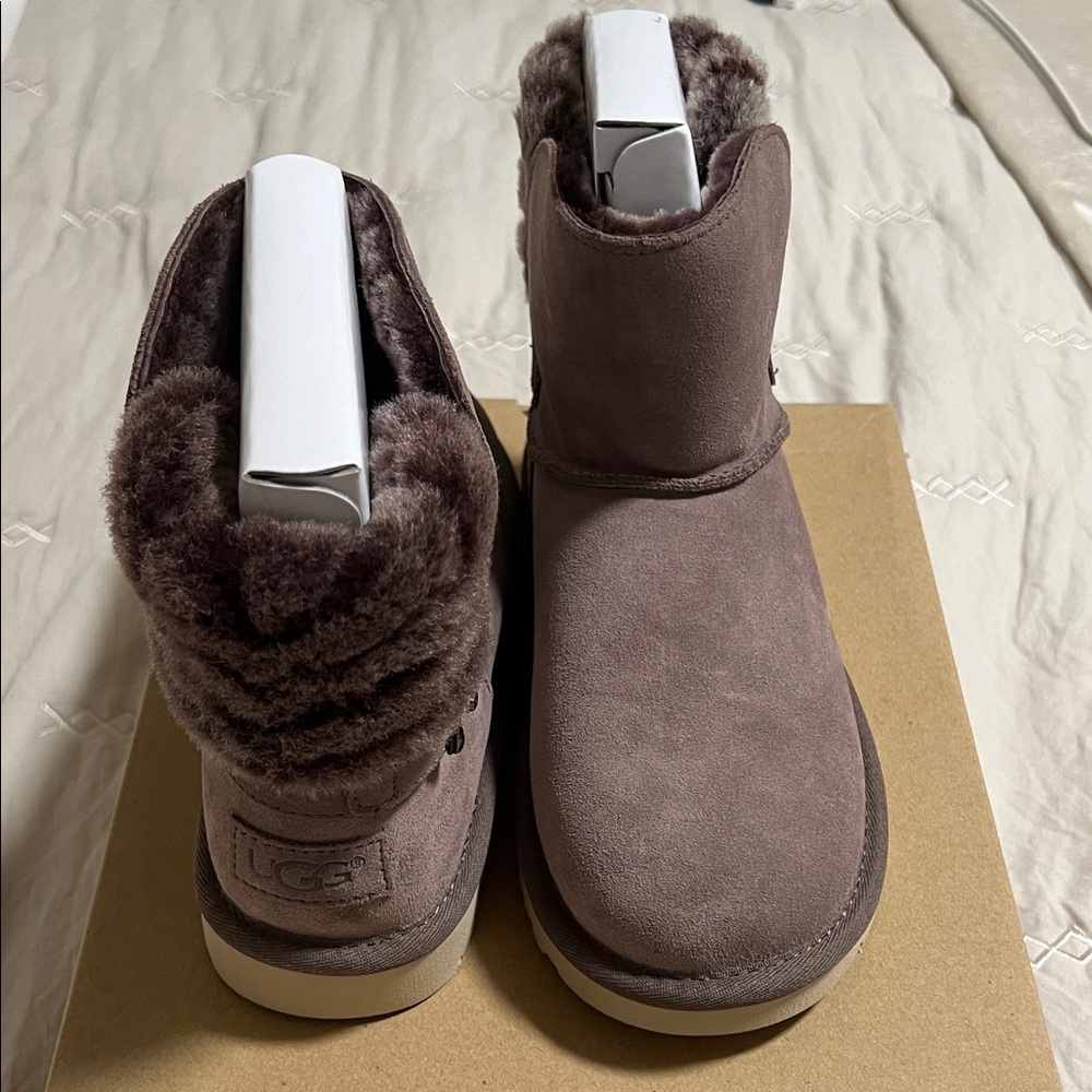 UGG Women's Short Suede Shearling Boots in Dusty Rose